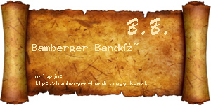 Bamberger Bandó névjegykártya